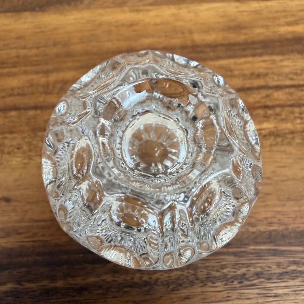 Princess House Crystal Bud Vase Toothpick Holder Clear Scalloped Pressed Glass